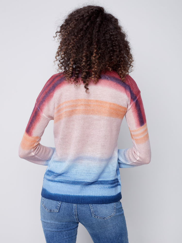 Charlie B Fall 2023-C2577-645B-Printed  Sweater -Multi Color - The Coach Pyramids
