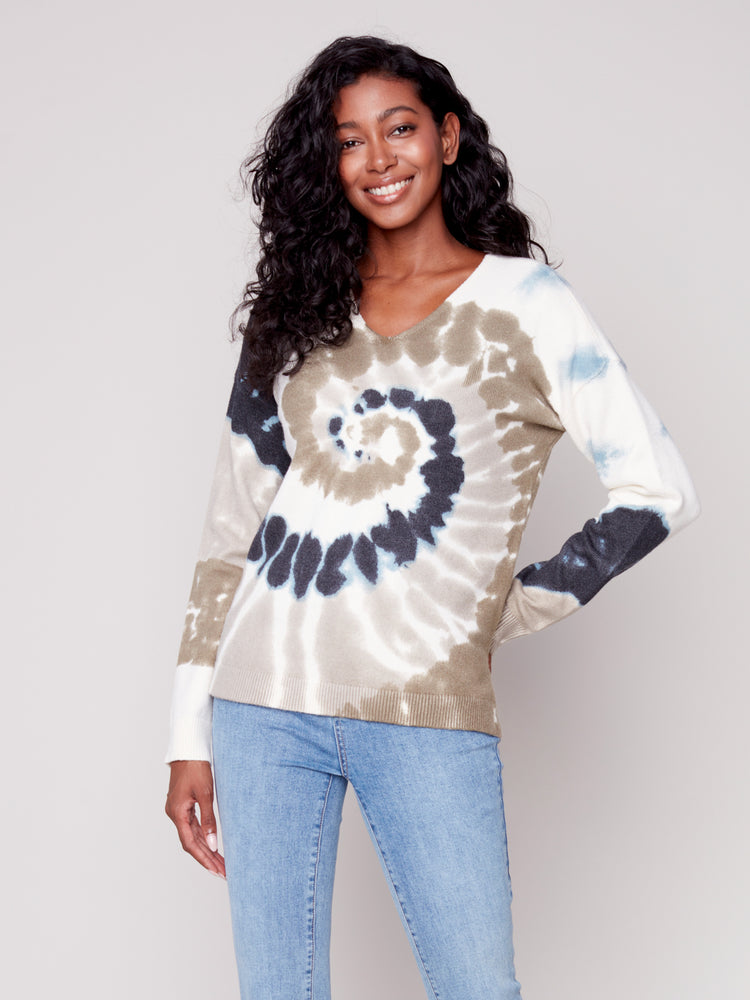 Copy of Charlie B Fall 2023-C2581-464A-Printed Sweater -Spruce - The Coach Pyramids