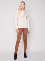 Charlie B Fall 2023-C2584-713B-Cowl Neck Sweater-Ecru - The Coach Pyramids