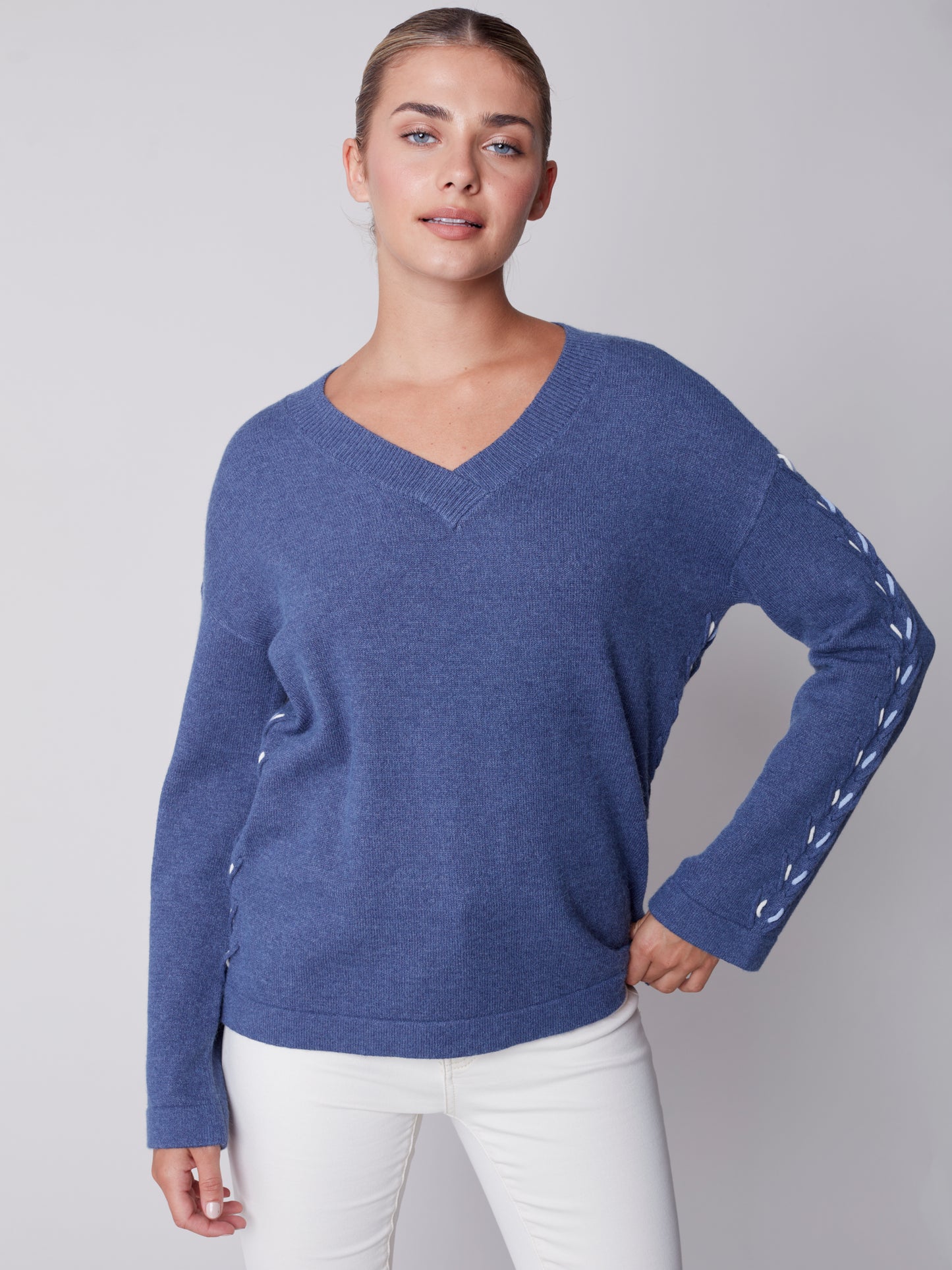 Charlie B Fall 2023-C2589-715B-Sweater-H-Denim - The Coach Pyramids