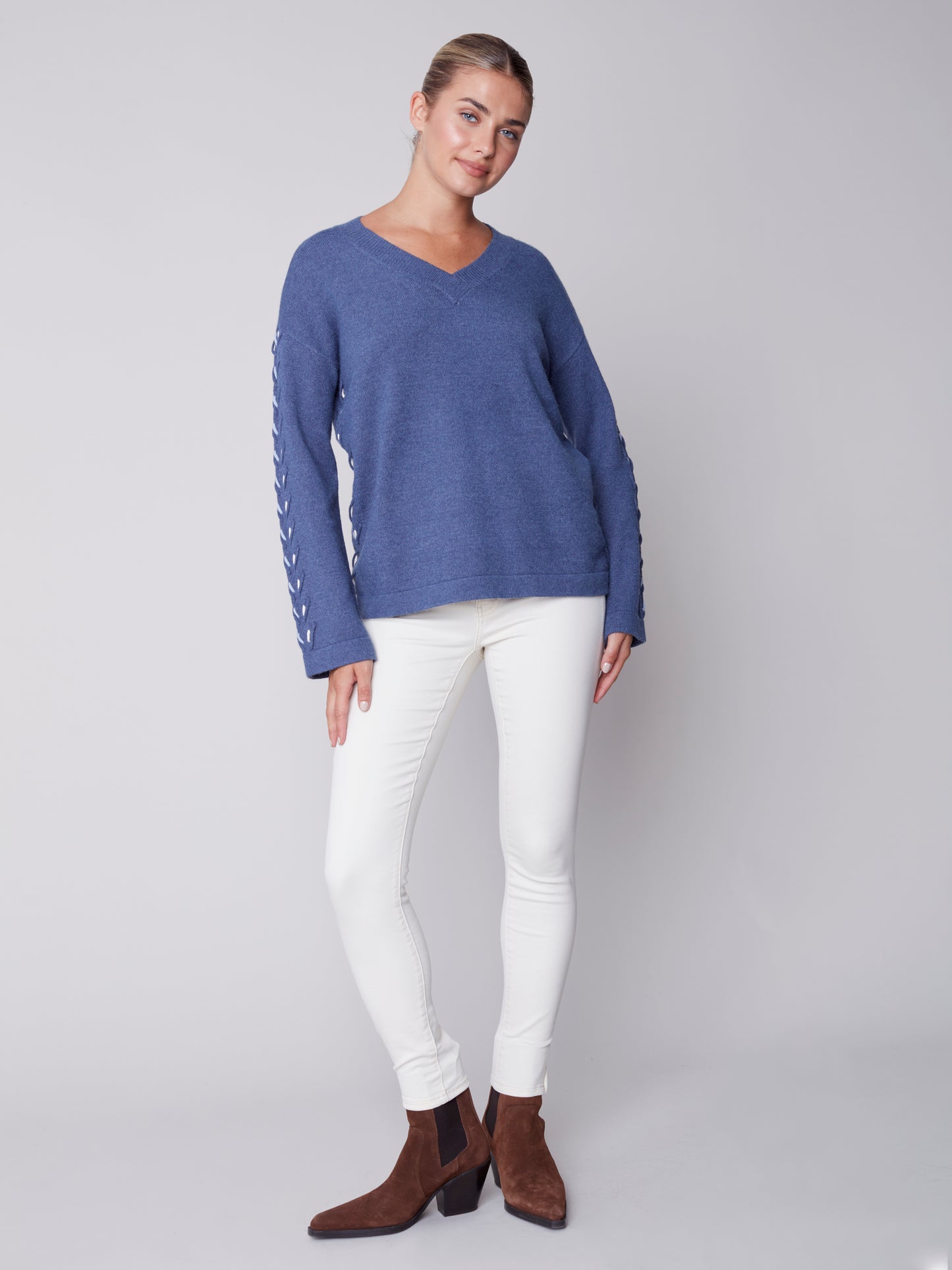 Charlie B Fall 2023-C2589-715B-Sweater-H-Denim - The Coach Pyramids