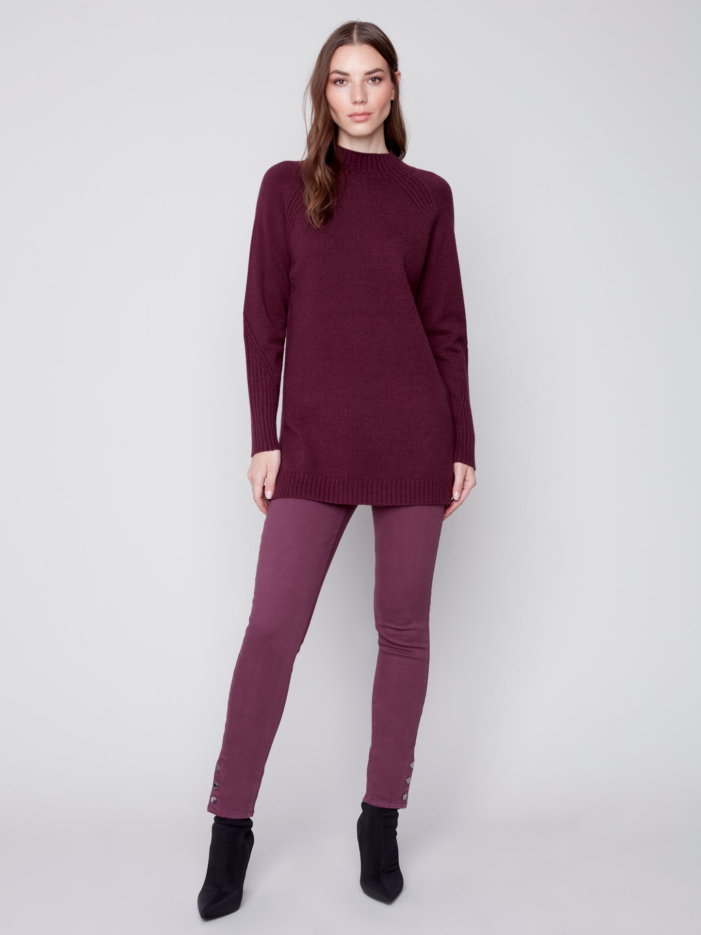 Charlie B Fall 2023-C2597-974A-Tunic  Sweater-Port - The Coach Pyramids