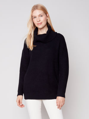 Charlie B Fall 2023-C2604-736A- Turtle Neck Sweater-Black - The Coach Pyramids