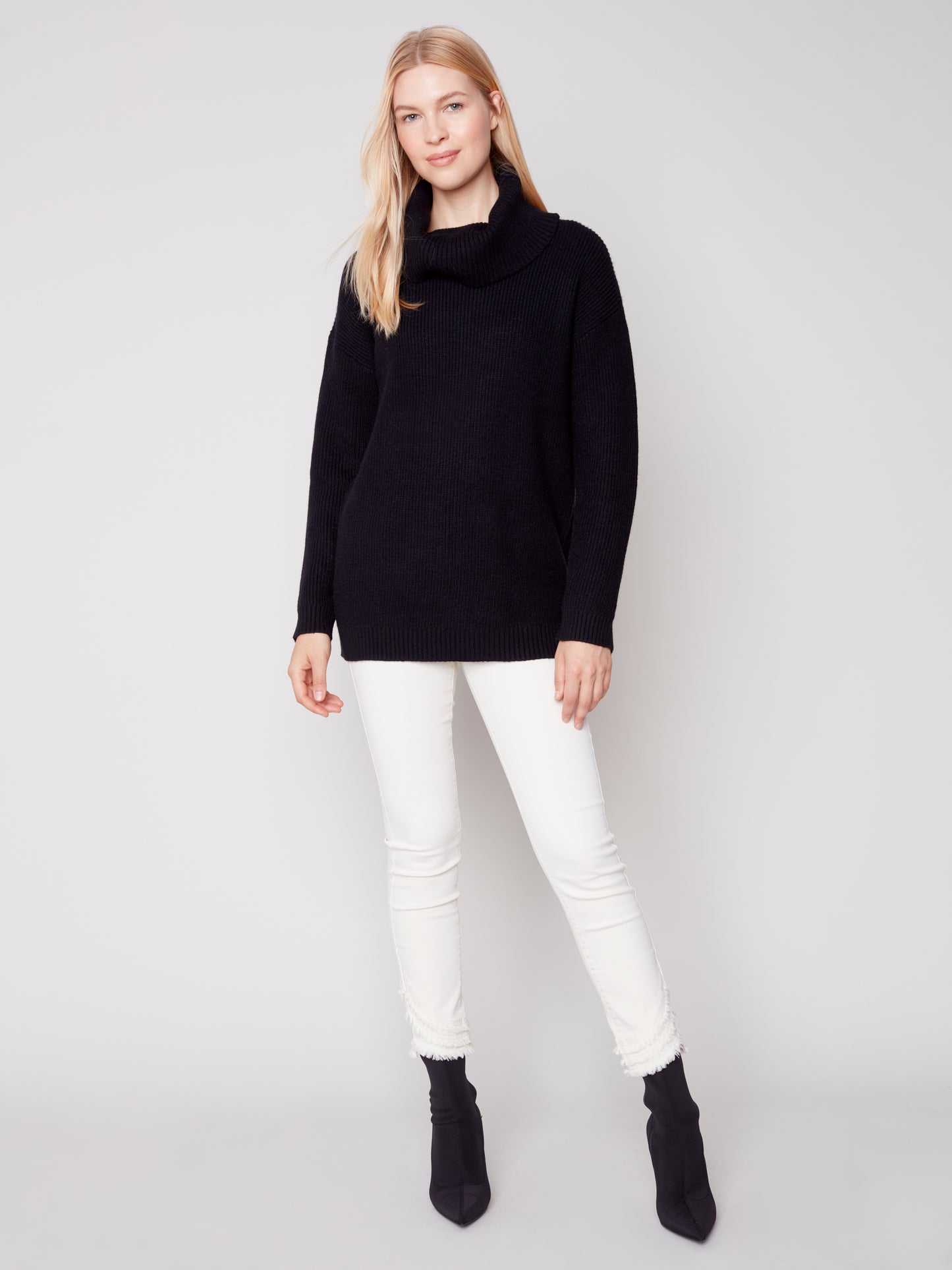 Charlie B Fall 2023-C2604-736A- Turtle Neck Sweater-Black - The Coach Pyramids