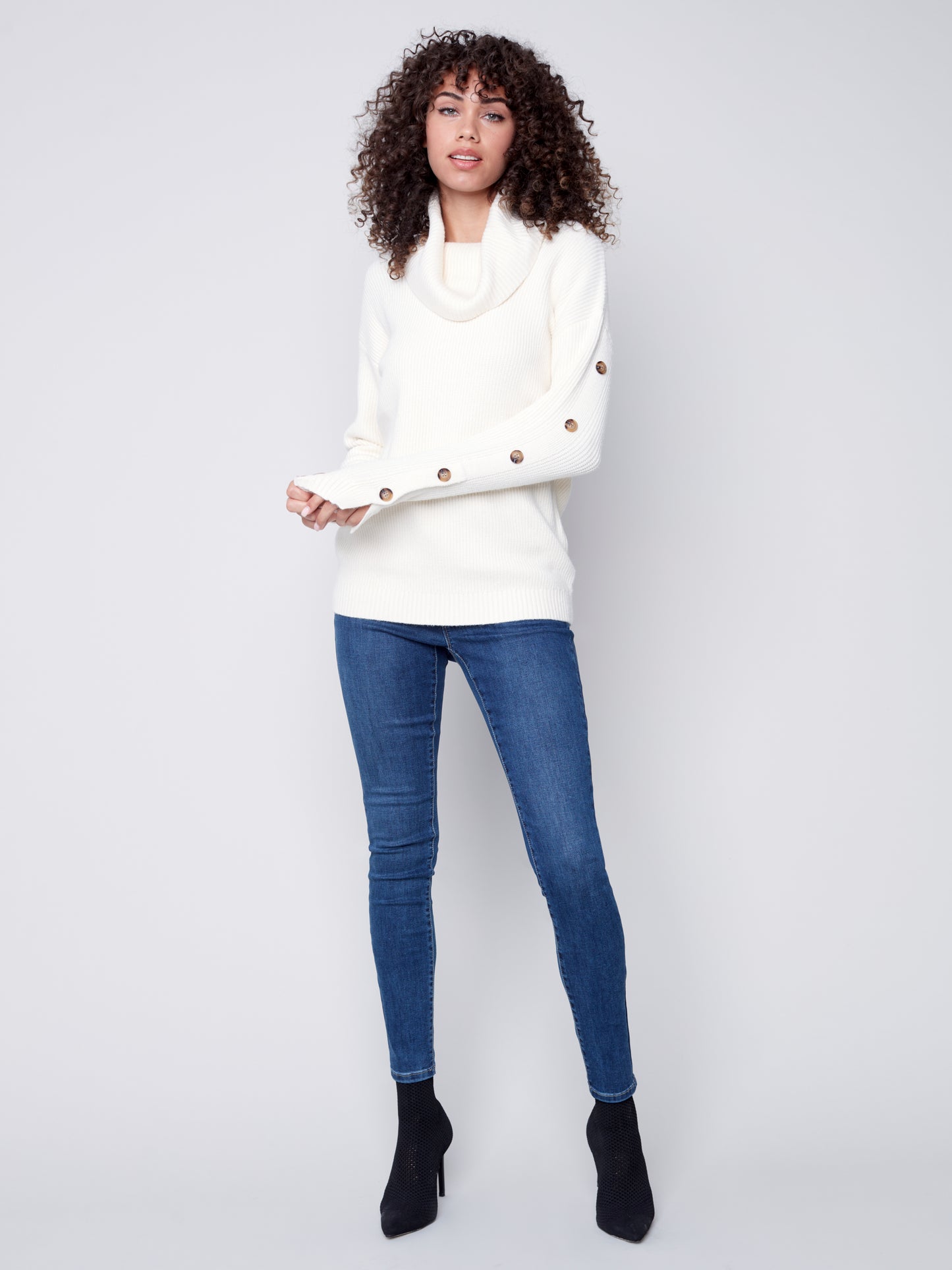 Charlie B Fall 2023-C2604-736A-Turtle NK Sweater-Ecru - The Coach Pyramids
