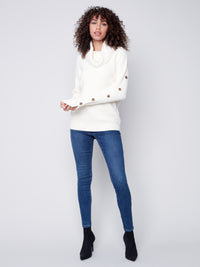 Charlie B Fall 2023-C2604-736A-Turtle NK Sweater-Ecru - The Coach Pyramids