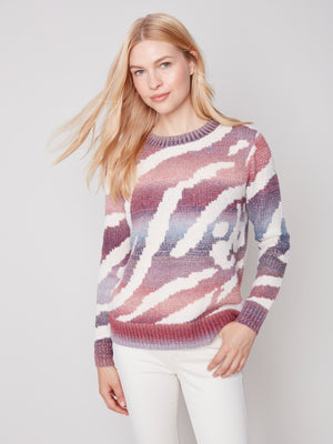 Charlie B Fall 2023-C2612-751B-Knit  Sweater-Ruby - The Coach Pyramids