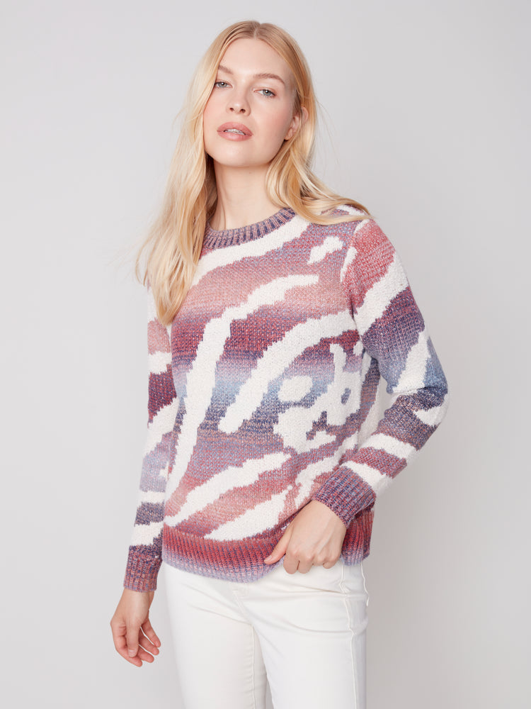 Charlie B Fall 2023-C2612-751B-Knit  Sweater-Ruby - The Coach Pyramids