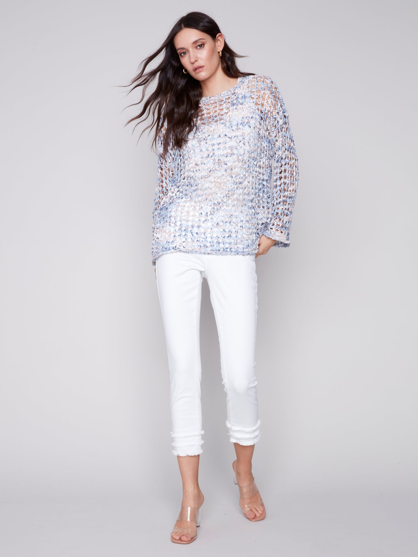 Charlie B Spring/Summer 2024-C2617-765B-Crotchet Sweater-Lotus - The Coach Pyramids