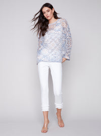 Charlie B Spring/Summer 2024-C2617-765B-Crotchet Sweater-Lotus - The Coach Pyramids