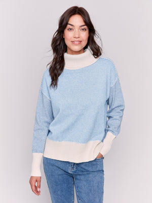 Charlie B Fall 2024-C2655-656-Color Block Sweater-H-Frost