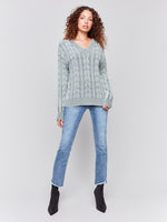 Charlie B Fall 2024-C2691-531-Cold Dye Sweater-Spruce