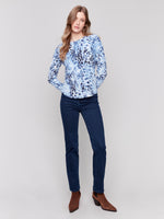 Charlie B Fall 2024-C2707P-P007-Rounded Hem Sweater-Indigo