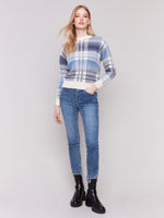 Charlie B Fall 2024-C2709-P655-Plaid Space Dye Sweater-Frost