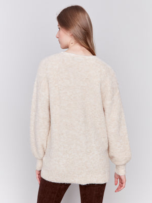 Charlie B Fall 2024-C2747-537-Boucle Knit Long Cardigan-H-Beige