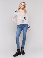 Charlie B Fall 2024-C2752-510-Neps Yarn Knit Sweater-Truffle