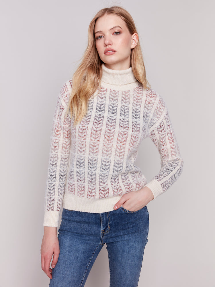 Charlie B Fall 2024-C2759-P809-Ombre Jacquard Turtle Neck Sweater-Autumn