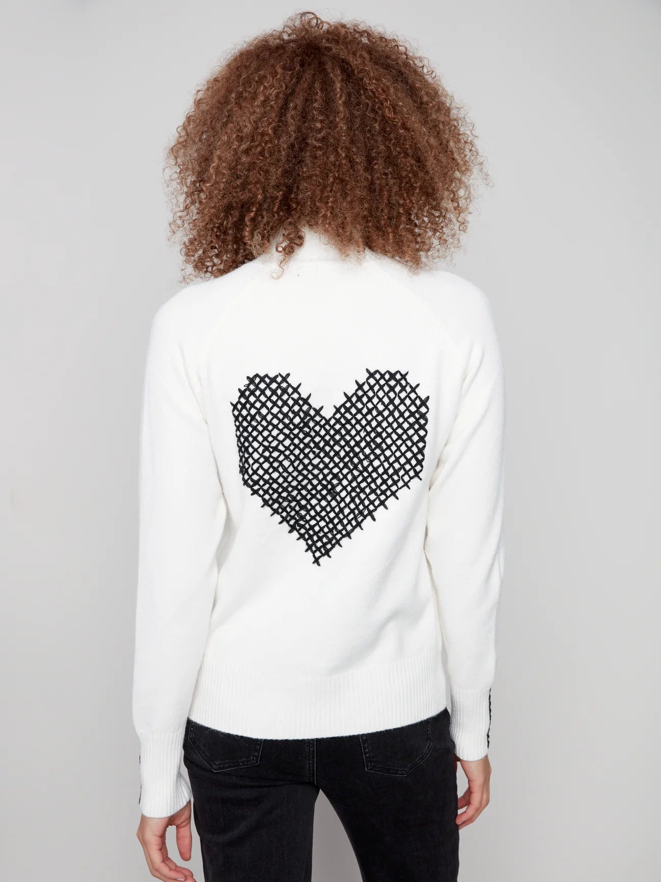 Charlie B Fall/Winter 2025-C2938E-736A-Super Plush Sweater W/Zip Detail-Ecru - The Coach Pyramids