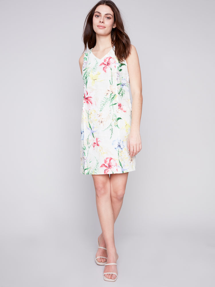 Charlie B Spring/Summer 2024-C3115PX-032B-Linen Dress-Wild Flower - The Coach Pyramids