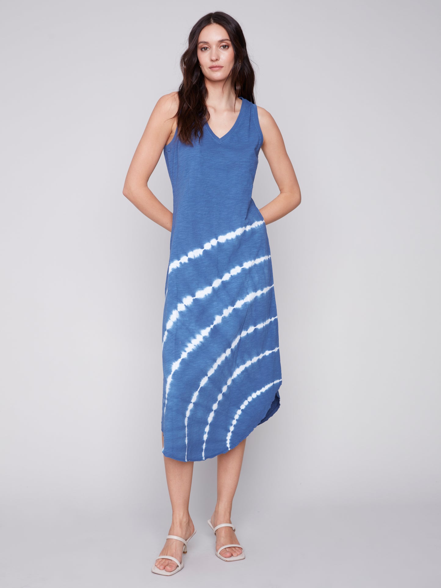 Charlie B Spring/Summer 2024-C3125T-251B-V Neck Dress-Denim - The Coach Pyramids