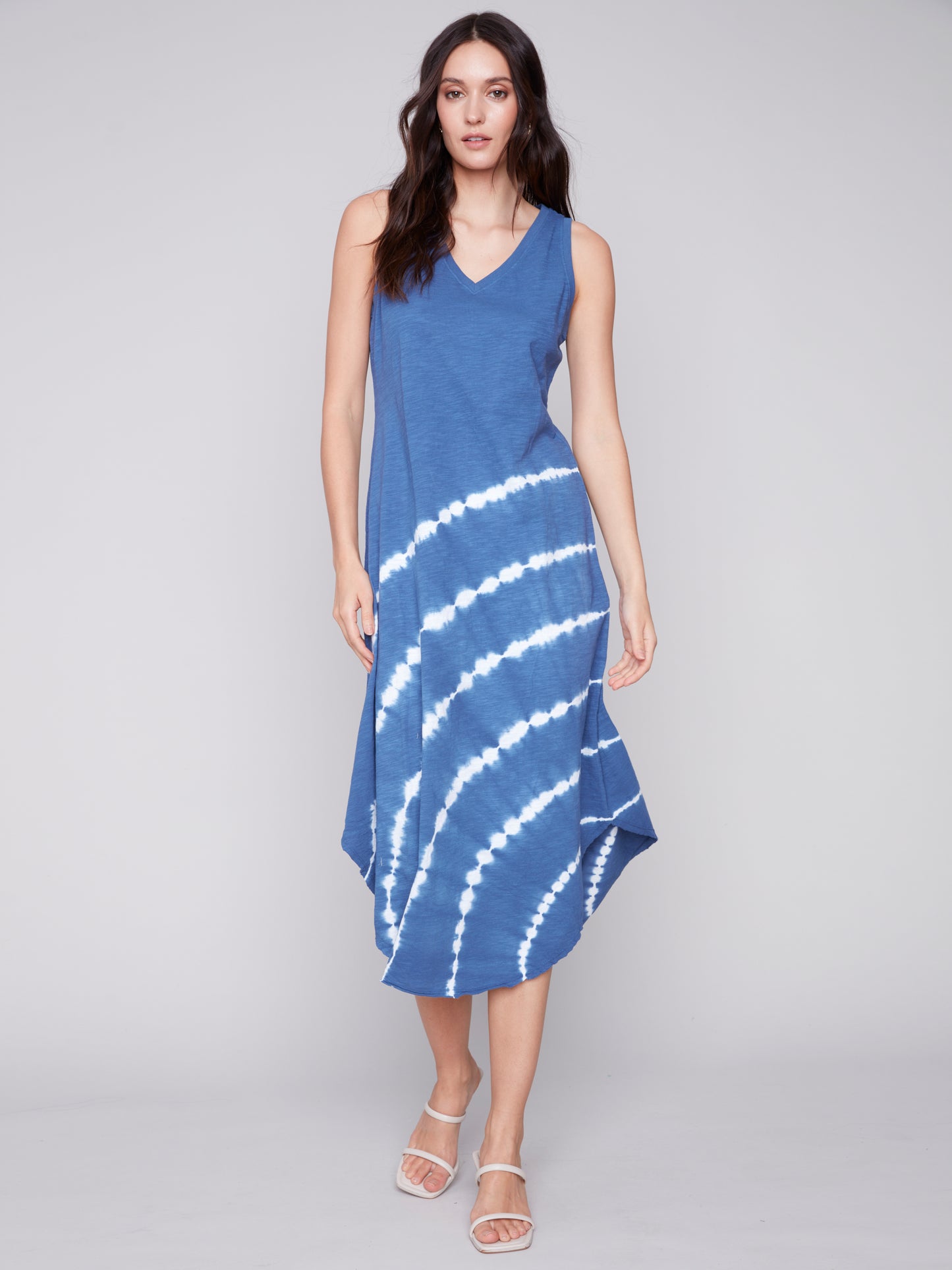 Charlie B Spring/Summer 2024-C3125T-251B-V Neck Dress-Denim - The Coach Pyramids