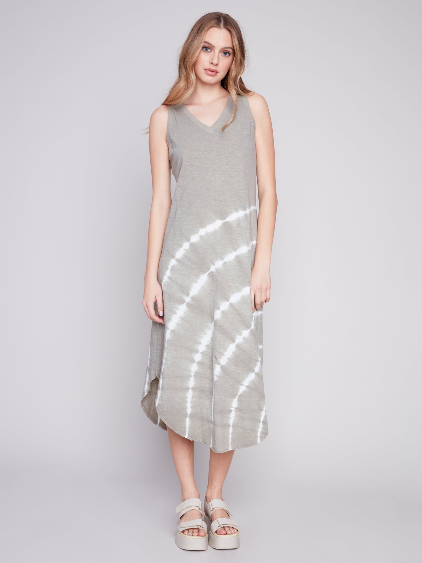 Charlie B Spring/Summer 2024-C3125T-251B-Tie Dye Sleeveless Dress-Celadon - The Coach Pyramids