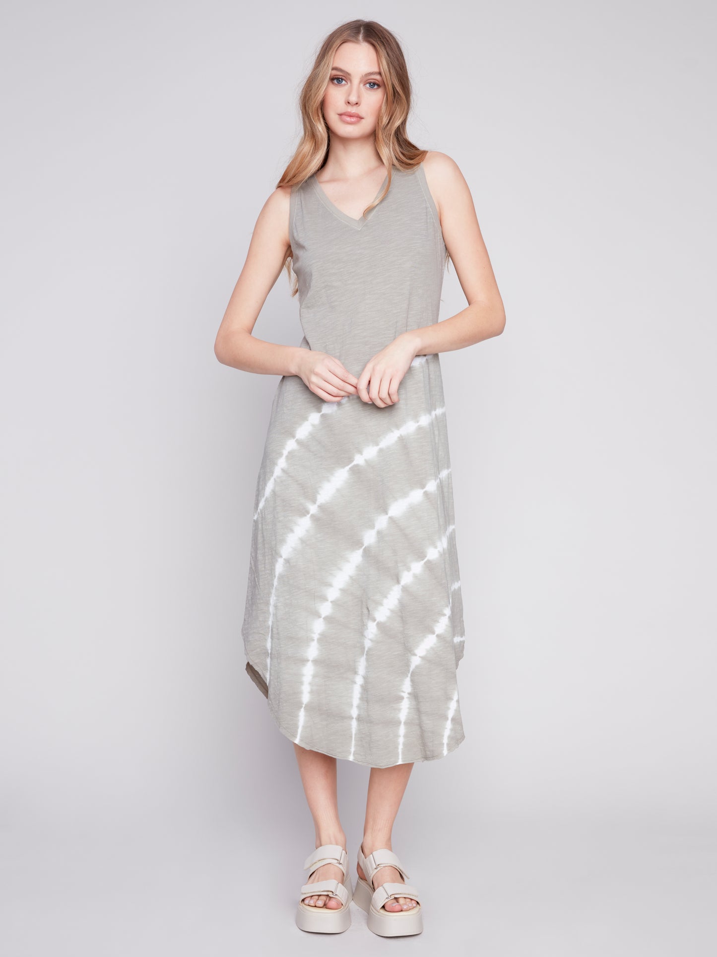 Charlie B Spring/Summer 2024-C3125T-251B-Tie Dye Sleeveless Dress-Celadon - The Coach Pyramids