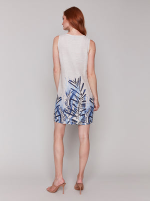 Charlie B Spring/Summer 2025-C3204B-P463-Printed Sleeveless Crew Neck Dress-Palm