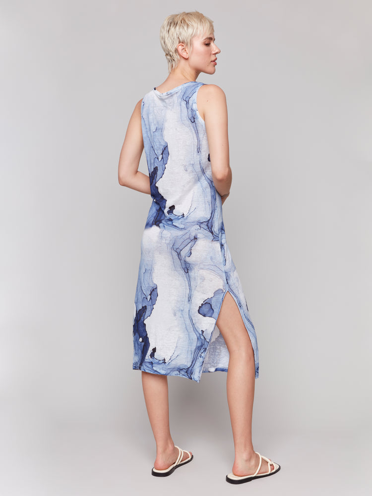 Charlie B Spring/Summer 2025-C3213D-258C-Printed Sleeveless Dress-Ink