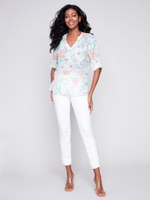 Charlie B Spring/Summer 2024-C4188YD-274C-Printed Blouse-Lotus - The Coach Pyramids