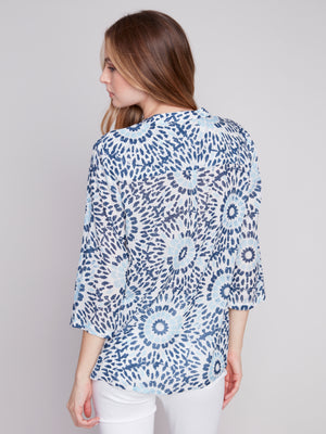 Charlie B Spring/Summer 2024-C4188-884B-Printed Rayon Blouse -Sahara - The Coach Pyramids