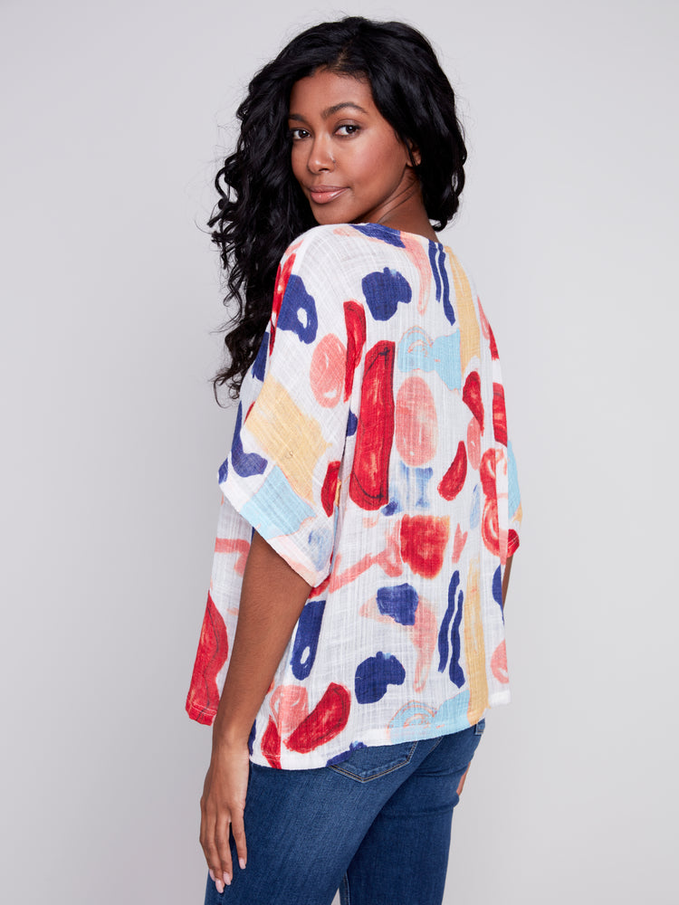 Charlie B Spring/Summer 2024-C4296YD-274C-Printed Blouse-Oasis - The Coach Pyramids