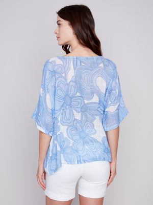 Charlie B Spring/Summer 2024-C4296Y-274C-Printed Blouse-Blue - The Coach Pyramids