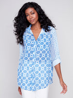 Charlie B Spring/Summer 2024-C4308XXP-782A-Long Sleeve Shirt W/Slits-Geo - The Coach Pyramids