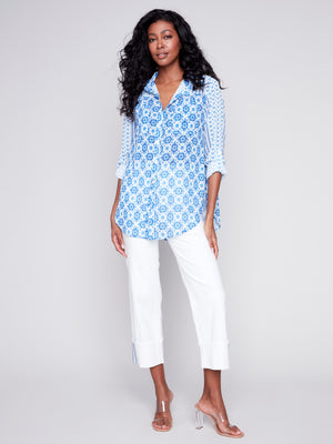 Charlie B Spring/Summer 2024-C4308XXP-782A-Long Sleeve Shirt W/Slits-Geo - The Coach Pyramids