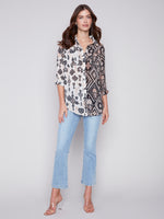 Charlie B Spring/Summer 2024-C4308XXP-782A-Long Sleeve Shirt W/Slits-Damask - The Coach Pyramids