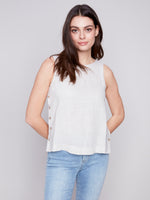 Charlie B Spring/Summer 2024-C4425RR-035B-Linen Blouse-Natural - The Coach Pyramids