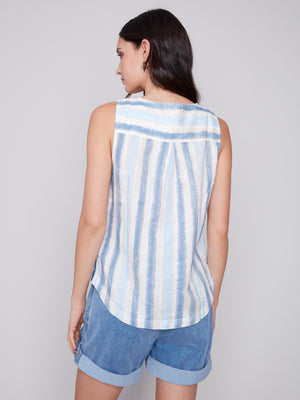 Charlie B Spring/Summer 2024-C4425X-032B-Linen Blouse-Nautical - The Coach Pyramids