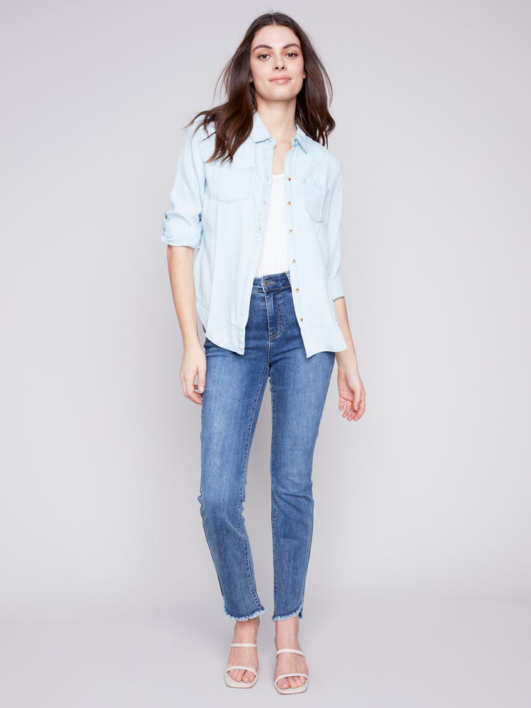 Charlie B Spring/Summer 2024-C4484-249B-Denim Shirt-Denim - The Coach Pyramids