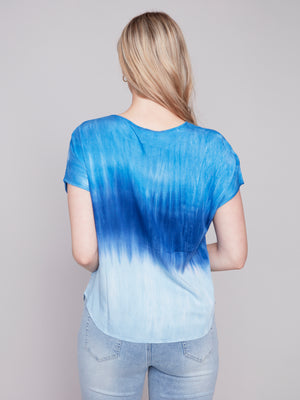 Charlie B Spring/Summer 2024-C4465R-535B-Tie Dye Blouse-Sky - The Coach Pyramids