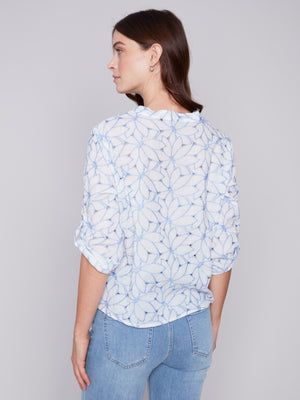 Charlie B Spring/Summer 2024-C4467-814B-Shirt With Button/Knot-Sky - The Coach Pyramids