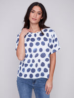 Charlie B Spring/Summer 2024-C4487-032B-Linen Top-Dots - The Coach Pyramids