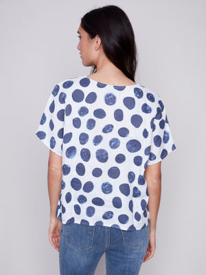 Charlie B Spring/Summer 2024-C4487-032B-Linen Top-Dots - The Coach Pyramids