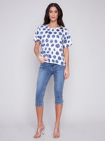 Charlie B Spring/Summer 2024-C4487-032B-Linen Top-Dots - The Coach Pyramids