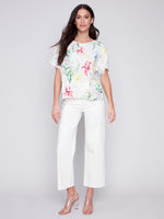 Charlie B Spring/Summer 2024-C4487-032B-Linen Top-Wild Flower - The Coach Pyramids