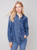 Charlie B Fall 2023-C4488D-673B-Tencel Shirt -Denim - The Coach Pyramids