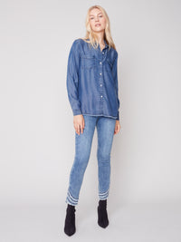 Charlie B Fall 2023-C4488D-673B-Tencel Shirt -Denim - The Coach Pyramids