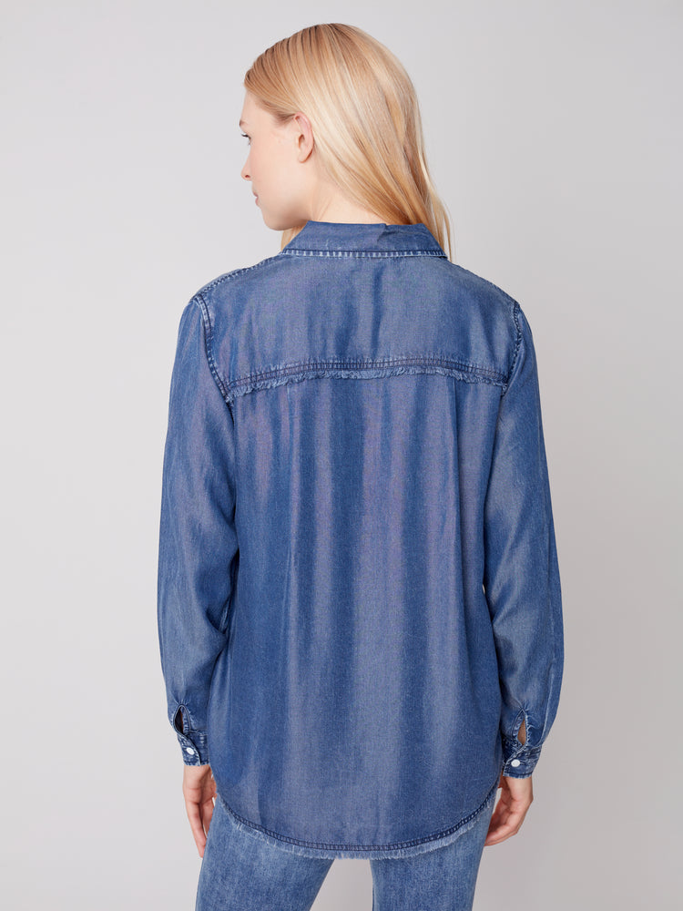 Charlie B Fall 2023-C4488D-673B-Tencel Shirt -Denim - The Coach Pyramids