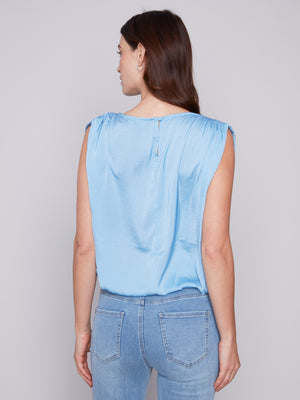 Charlie B Spring/Summer 2024-C4507-794B-Crew Neck Top-Sky - The Coach Pyramids