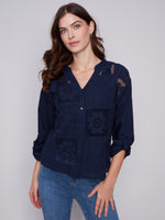 Charlie B Spring/Summer 2024-C4519-854B-Shirt-Navy - The Coach Pyramids